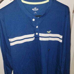 hollister long sleeve blue striped t-shirt size medium